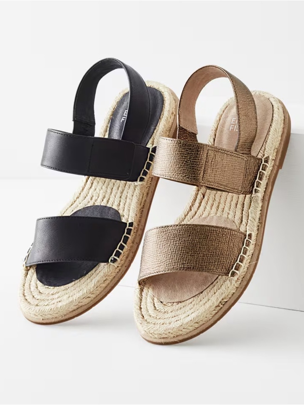 Eileen Fisher Max Bronze Leather Espadrille Sandals Size 8.5 - Picture 2 of 11